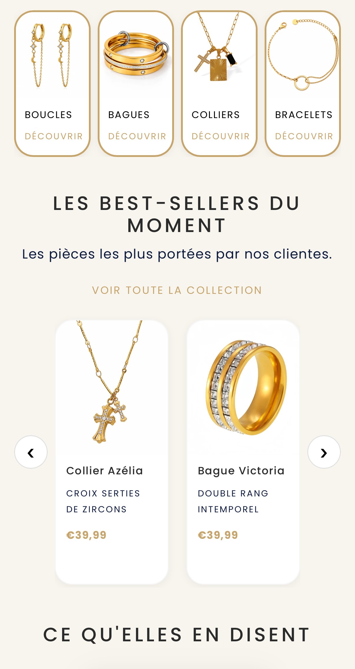 Catégories et best-sellers du site Amalys Paris sur téléphone